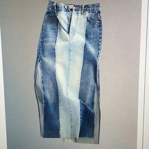 Mid Rise 2 tone midi skirt ZARA